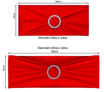 Červená elastická stuha s ozdobnou broží 