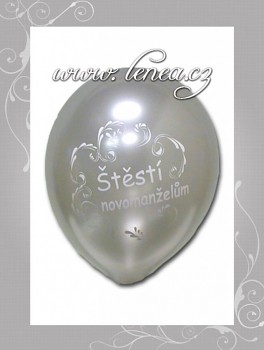 Balónek nafukovací-svatební motiv-stříbrný