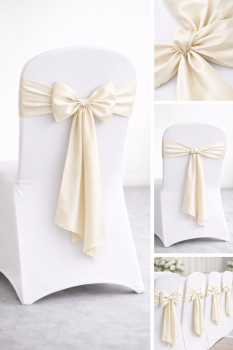 Saténová mašle na židli smetanová -zapůjčení 