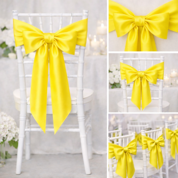 Saténová mašle na židli žlutá-zapůjčení