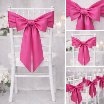 Saténová mašle na židli tmavě růžová-zapůjčení 