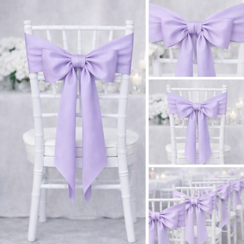 Saténová mašle na židli levandulová-zapůjčení 