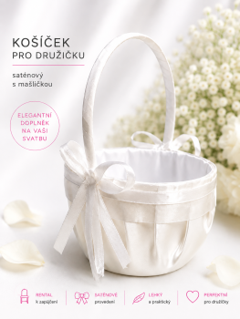 Košíček pro družičku – bílý saténový | PŮJČOVNA